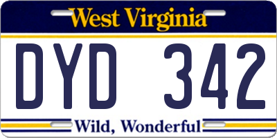 WV license plate DYD342