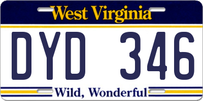 WV license plate DYD346