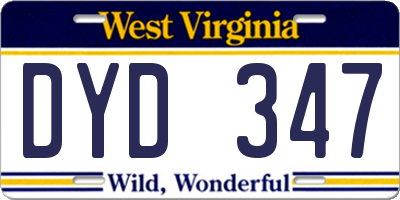 WV license plate DYD347