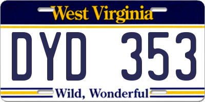 WV license plate DYD353