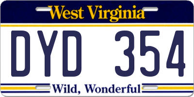 WV license plate DYD354