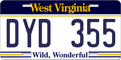 WV license plate DYD355