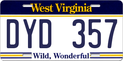 WV license plate DYD357