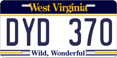 WV license plate DYD370