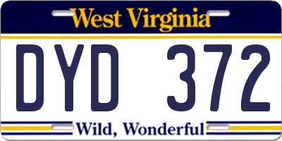 WV license plate DYD372