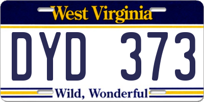 WV license plate DYD373