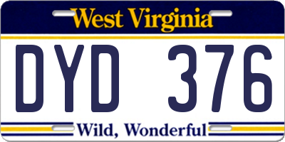 WV license plate DYD376