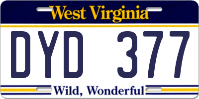 WV license plate DYD377