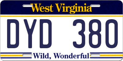 WV license plate DYD380