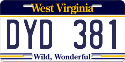 WV license plate DYD381