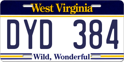 WV license plate DYD384