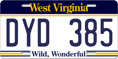 WV license plate DYD385