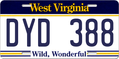 WV license plate DYD388