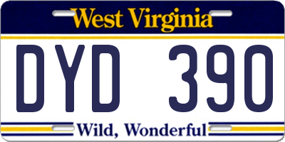 WV license plate DYD390