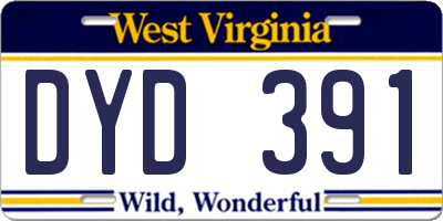 WV license plate DYD391