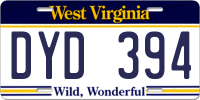 WV license plate DYD394