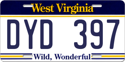 WV license plate DYD397