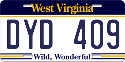 WV license plate DYD409