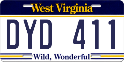 WV license plate DYD411
