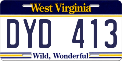 WV license plate DYD413