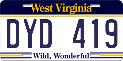 WV license plate DYD419