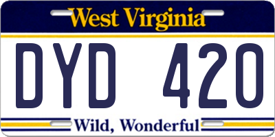 WV license plate DYD420