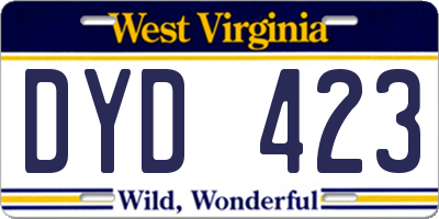 WV license plate DYD423