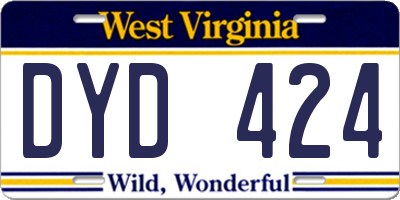 WV license plate DYD424