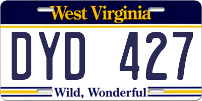 WV license plate DYD427