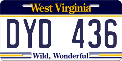 WV license plate DYD436