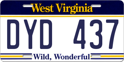 WV license plate DYD437