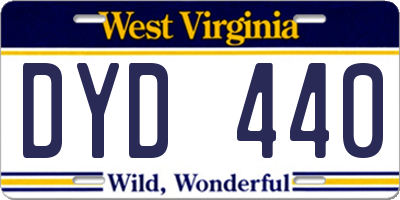WV license plate DYD440