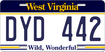 WV license plate DYD442