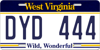 WV license plate DYD444
