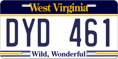 WV license plate DYD461