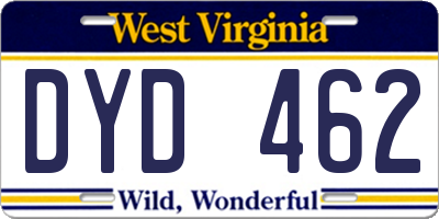 WV license plate DYD462