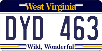 WV license plate DYD463