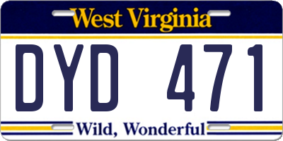 WV license plate DYD471