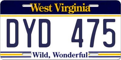 WV license plate DYD475