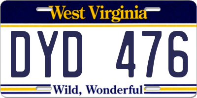 WV license plate DYD476