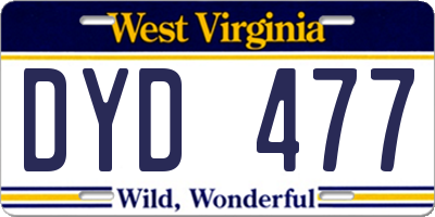 WV license plate DYD477