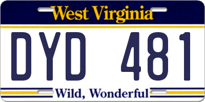 WV license plate DYD481