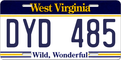 WV license plate DYD485