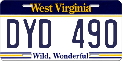 WV license plate DYD490