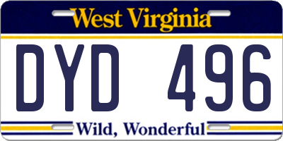 WV license plate DYD496