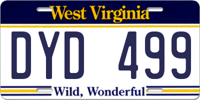 WV license plate DYD499