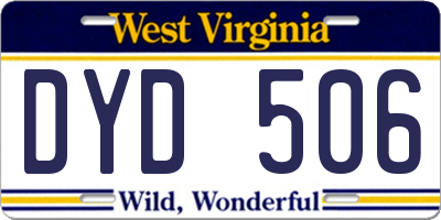WV license plate DYD506