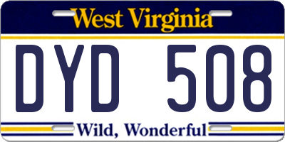 WV license plate DYD508