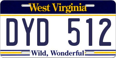 WV license plate DYD512
