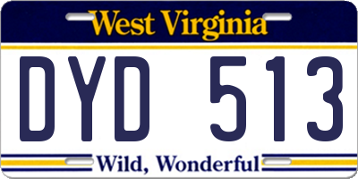 WV license plate DYD513
